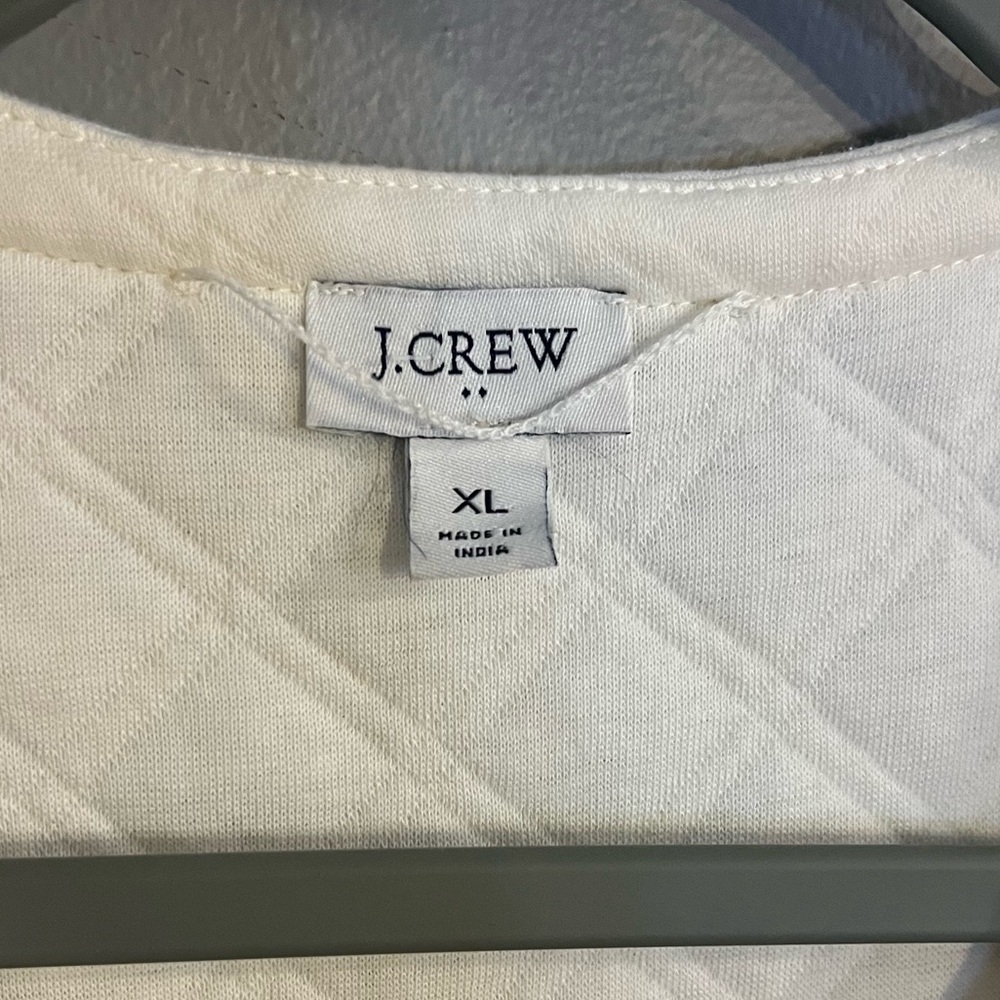 J.Crew Jacket Quilted Ivory Collarless Blazer Women’s XL Cotton Blend Layer Top - Picture 2 of 12